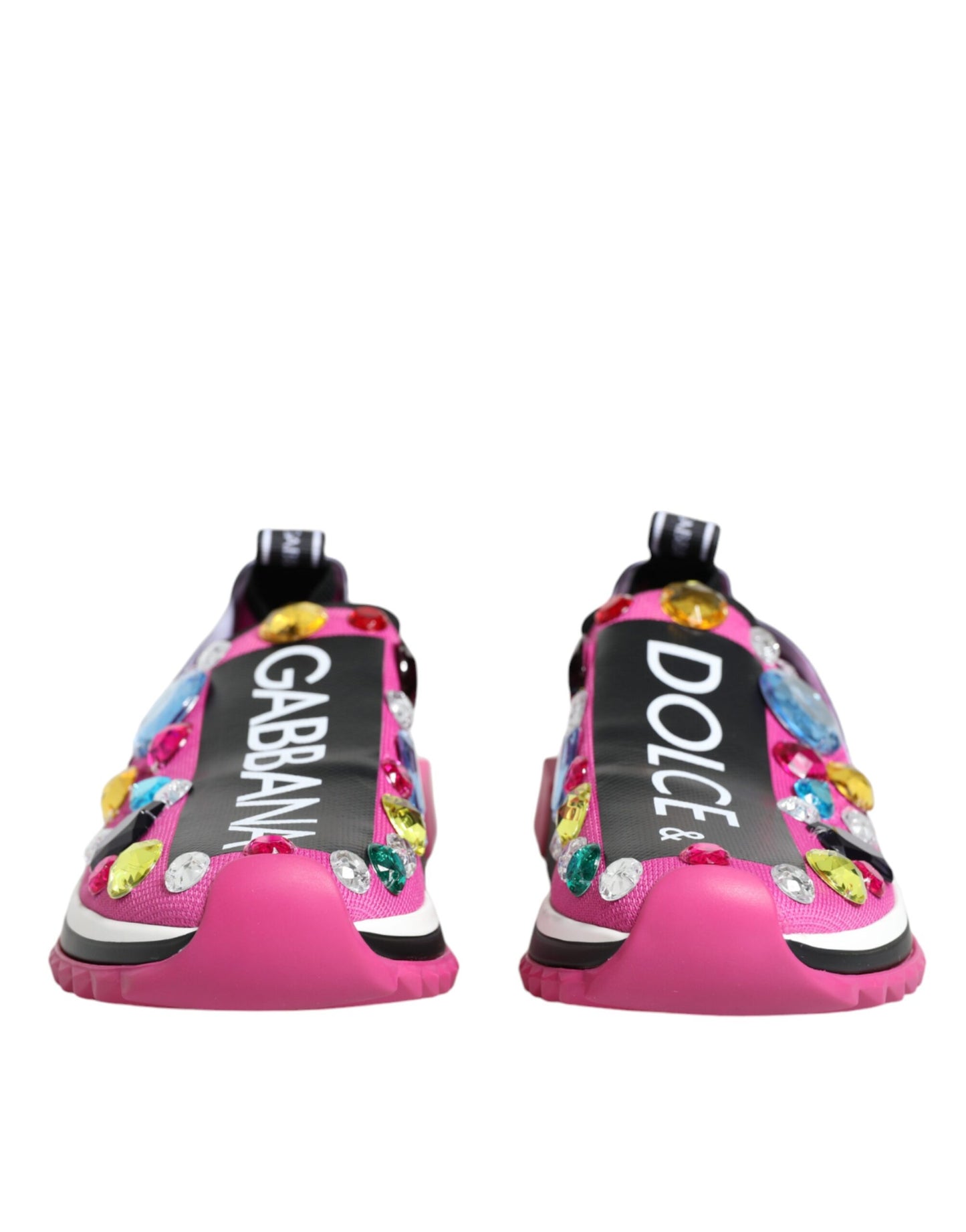 Pink Sorrento Crystals Low Top Sneakers Shoes-Dolce & Gabbana-LabelTerrace.com