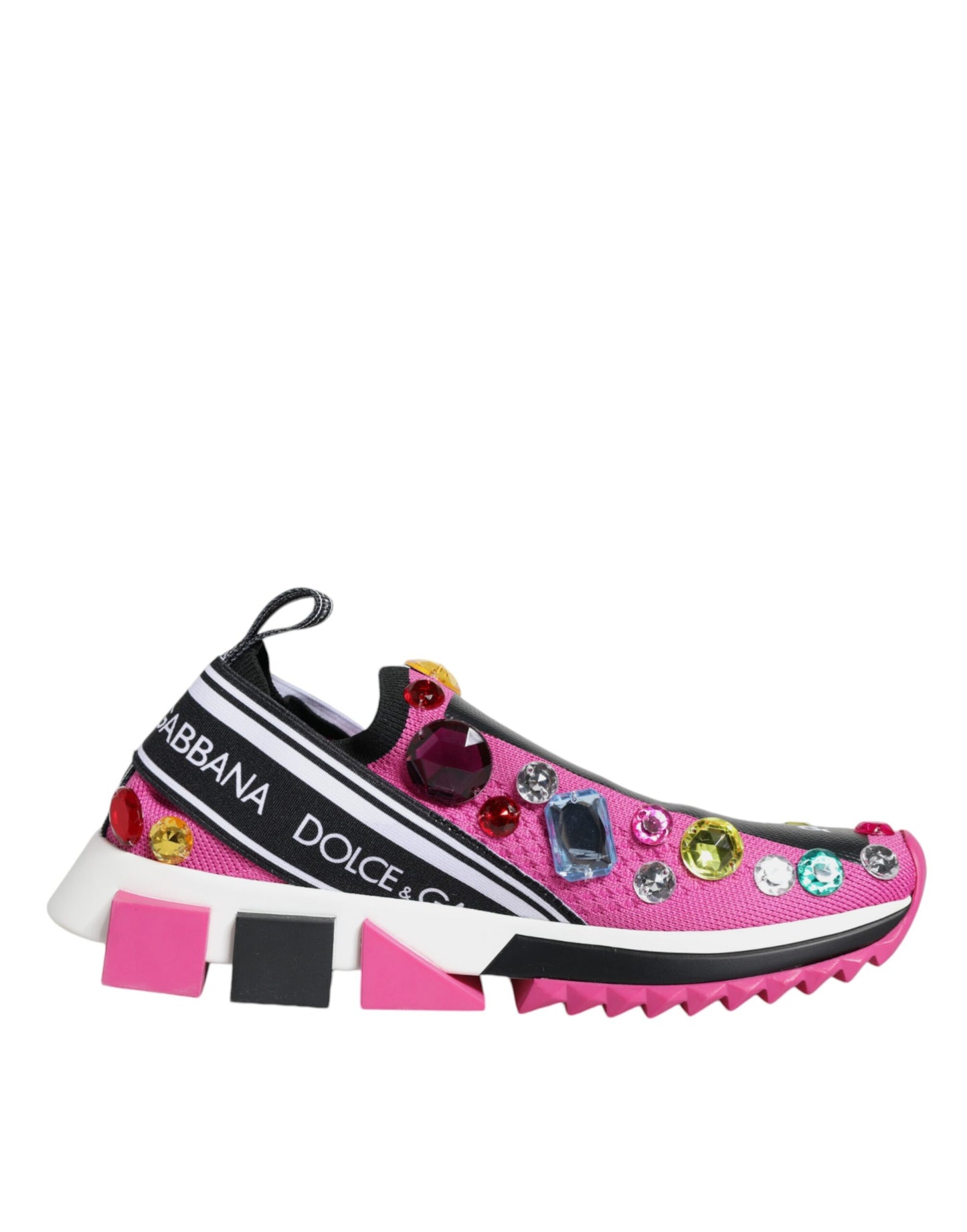 Pink Sorrento Crystals Low Top Sneakers Shoes-Dolce & Gabbana-LabelTerrace.com