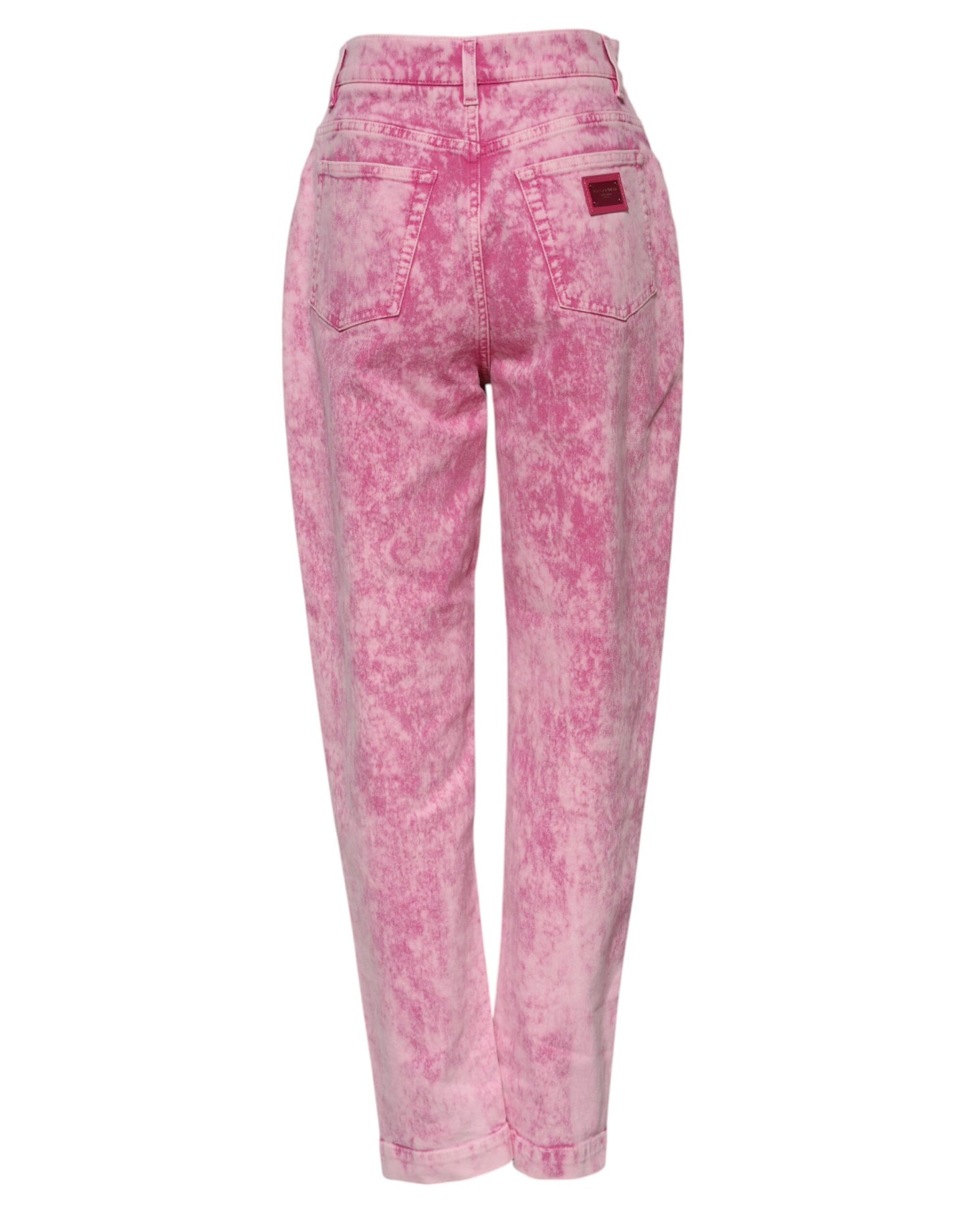 Pink Tie Dye High Waist Tapered Denim Jeans-Dolce & Gabbana-LabelTerrace.com