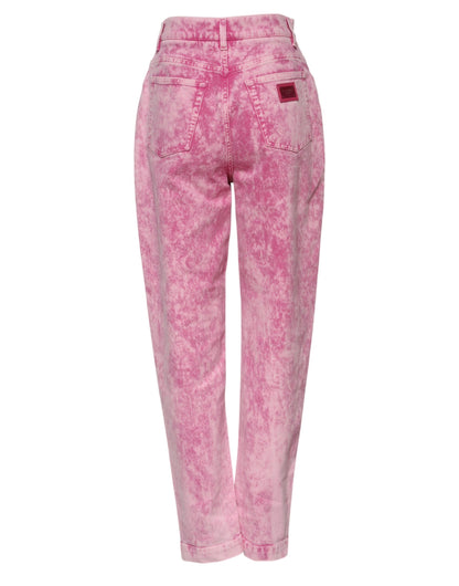 Pink Tie Dye High Waist Tapered Denim Jeans-Dolce & Gabbana-LabelTerrace.com