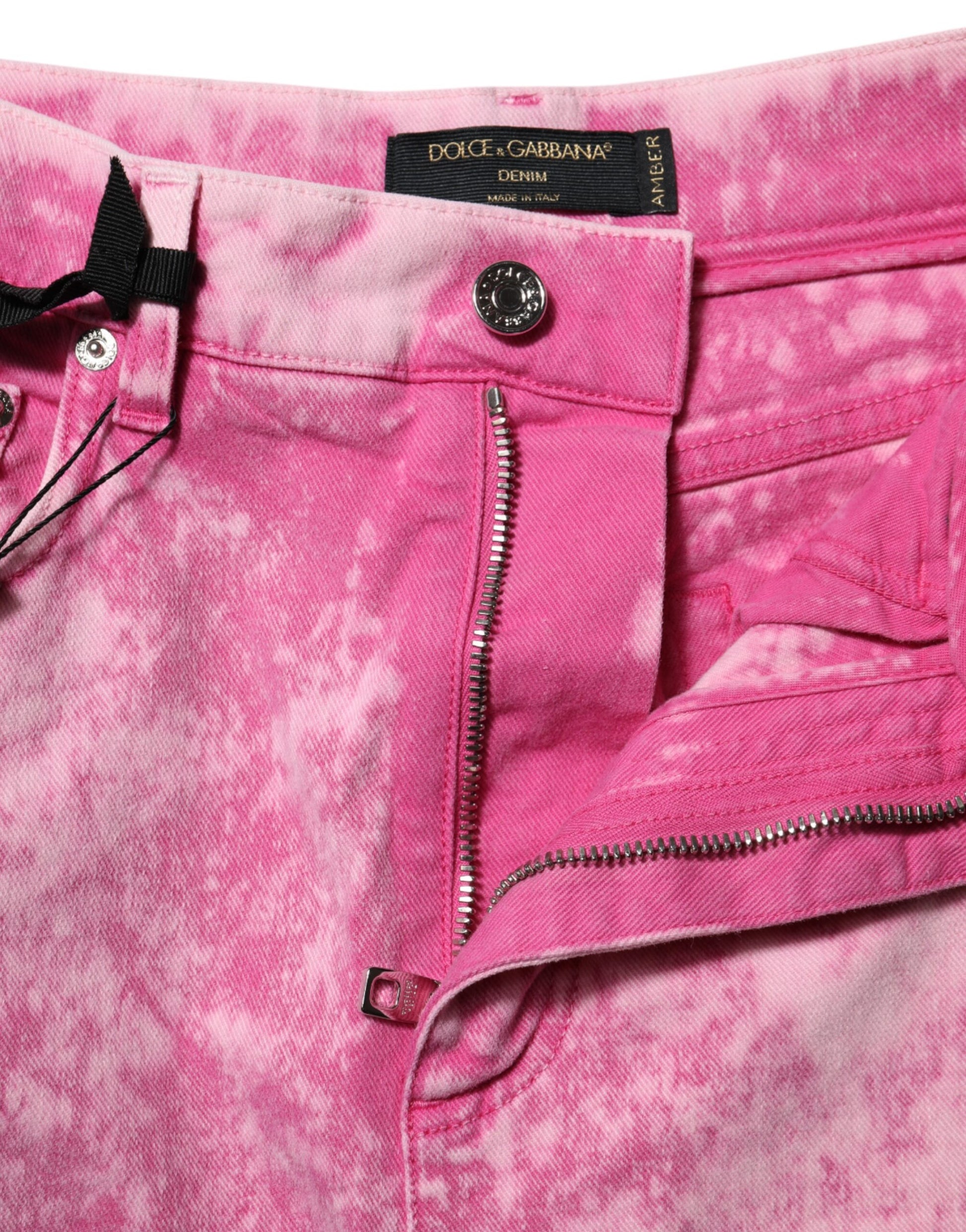Pink Tie Dye High Waist Tapered Denim Jeans-Dolce & Gabbana-LabelTerrace.com
