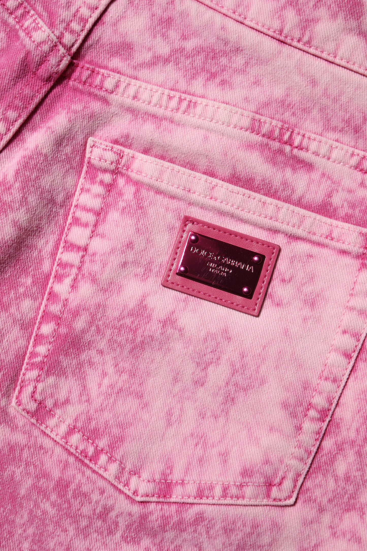 Pink Tie Dye High Waist Tapered Denim Jeans-Dolce & Gabbana-LabelTerrace.com