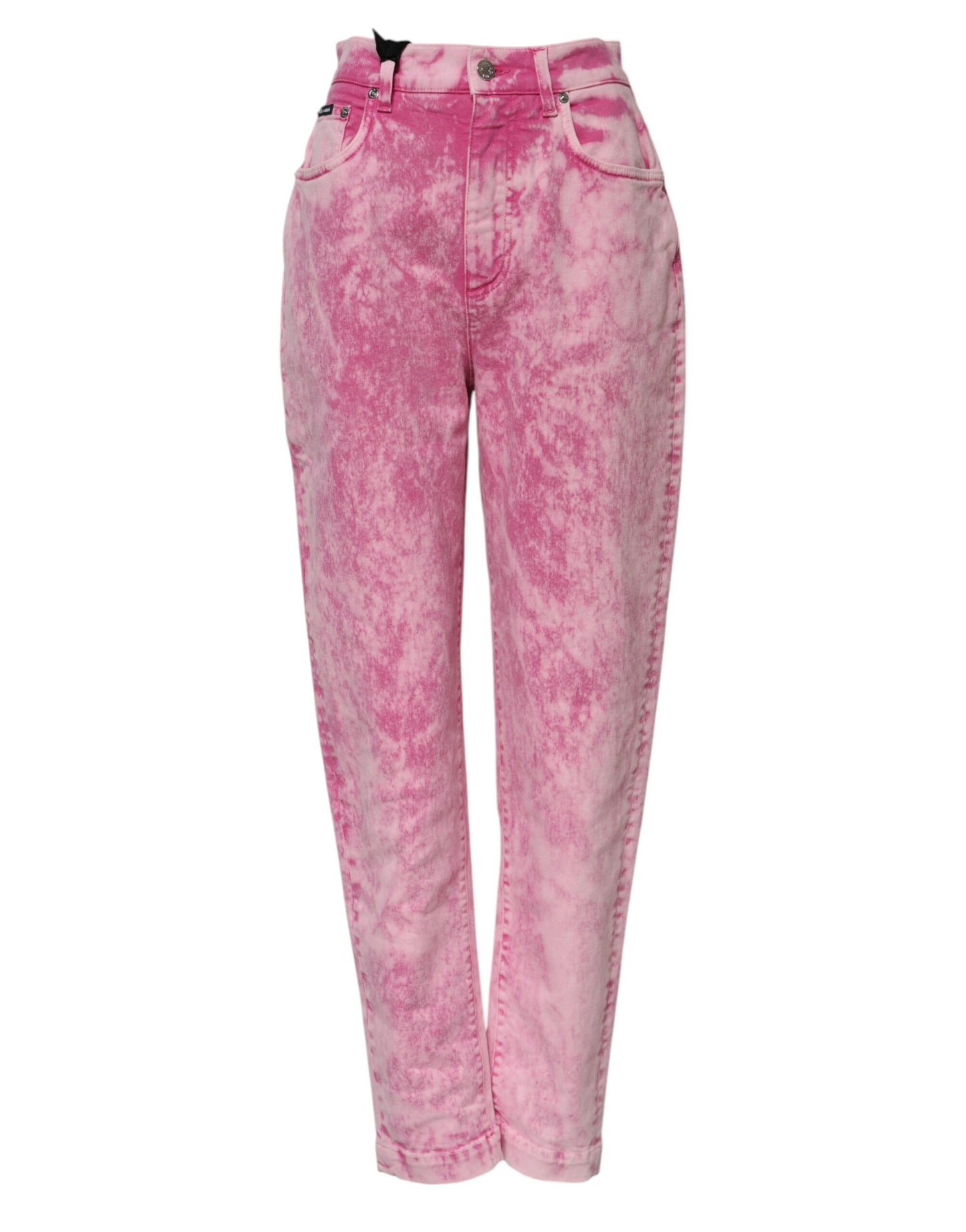 Pink Tie Dye High Waist Tapered Denim Jeans-Dolce & Gabbana-LabelTerrace.com
