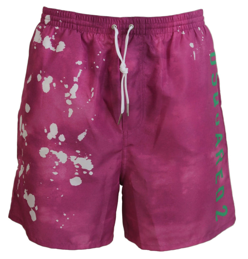 Pink Tie Dye Logo Men Beachwear Shorts Swimwear-Dsquared²-LabelTerrace.com