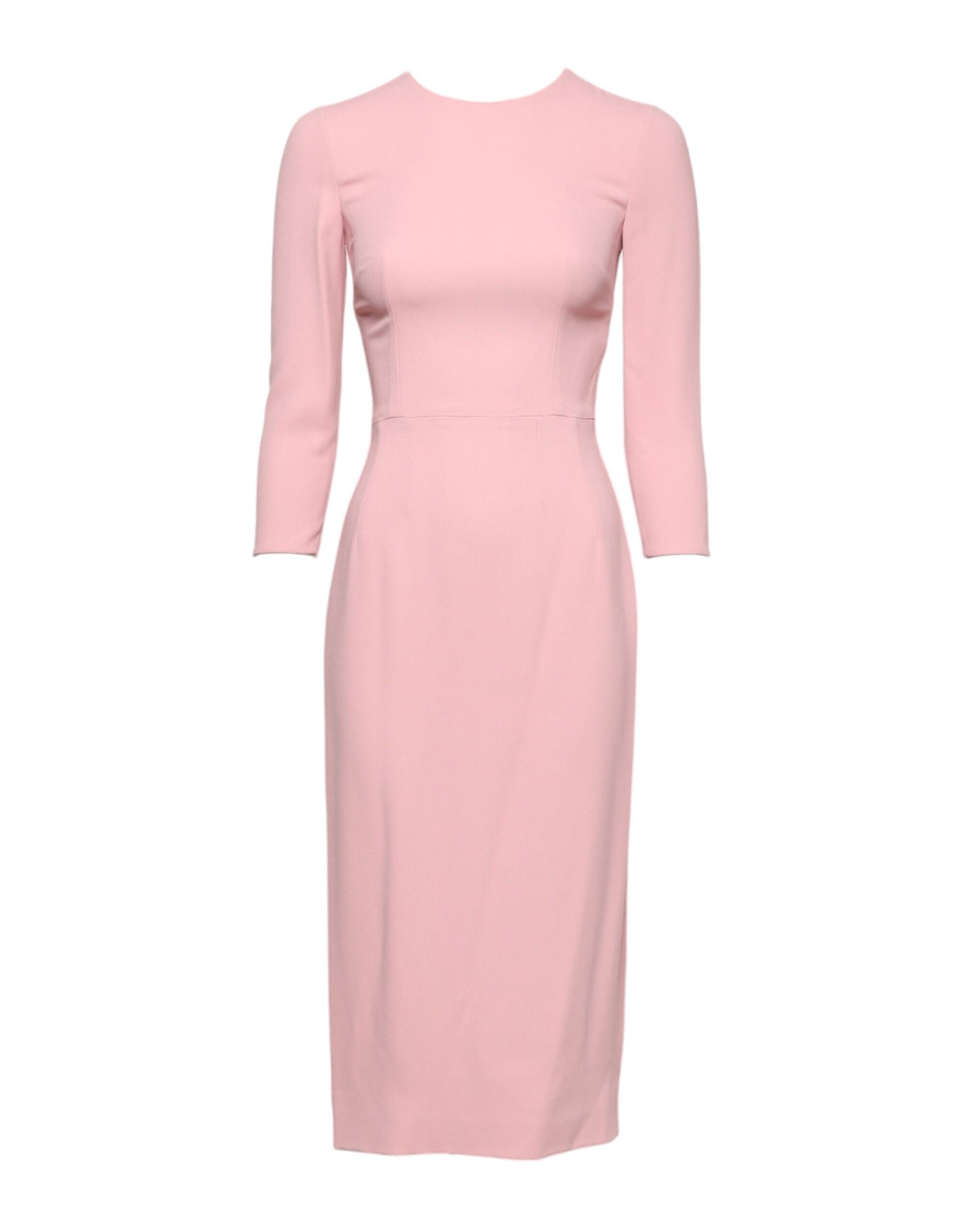 Pink Viscose 3/4 Sleeves Sheath Midi Dress-Dolce & Gabbana-LabelTerrace.com