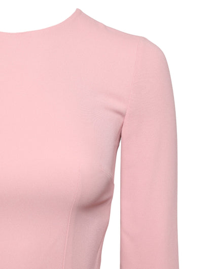 Pink Viscose 3/4 Sleeves Sheath Midi Dress-Dolce & Gabbana-LabelTerrace.com