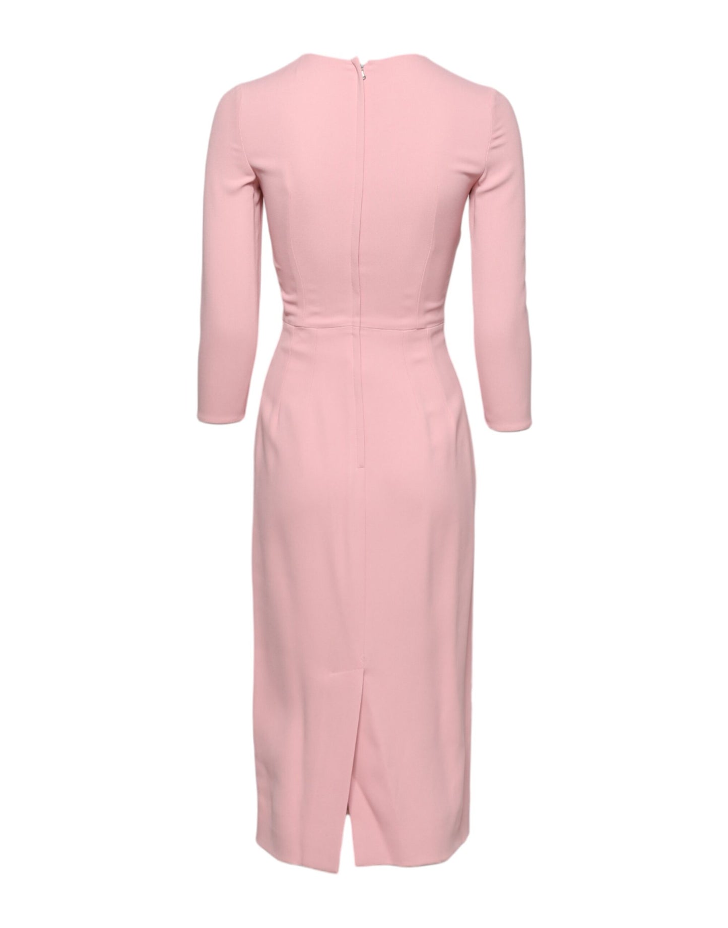 Pink Viscose 3/4 Sleeves Sheath Midi Dress-Dolce & Gabbana-LabelTerrace.com