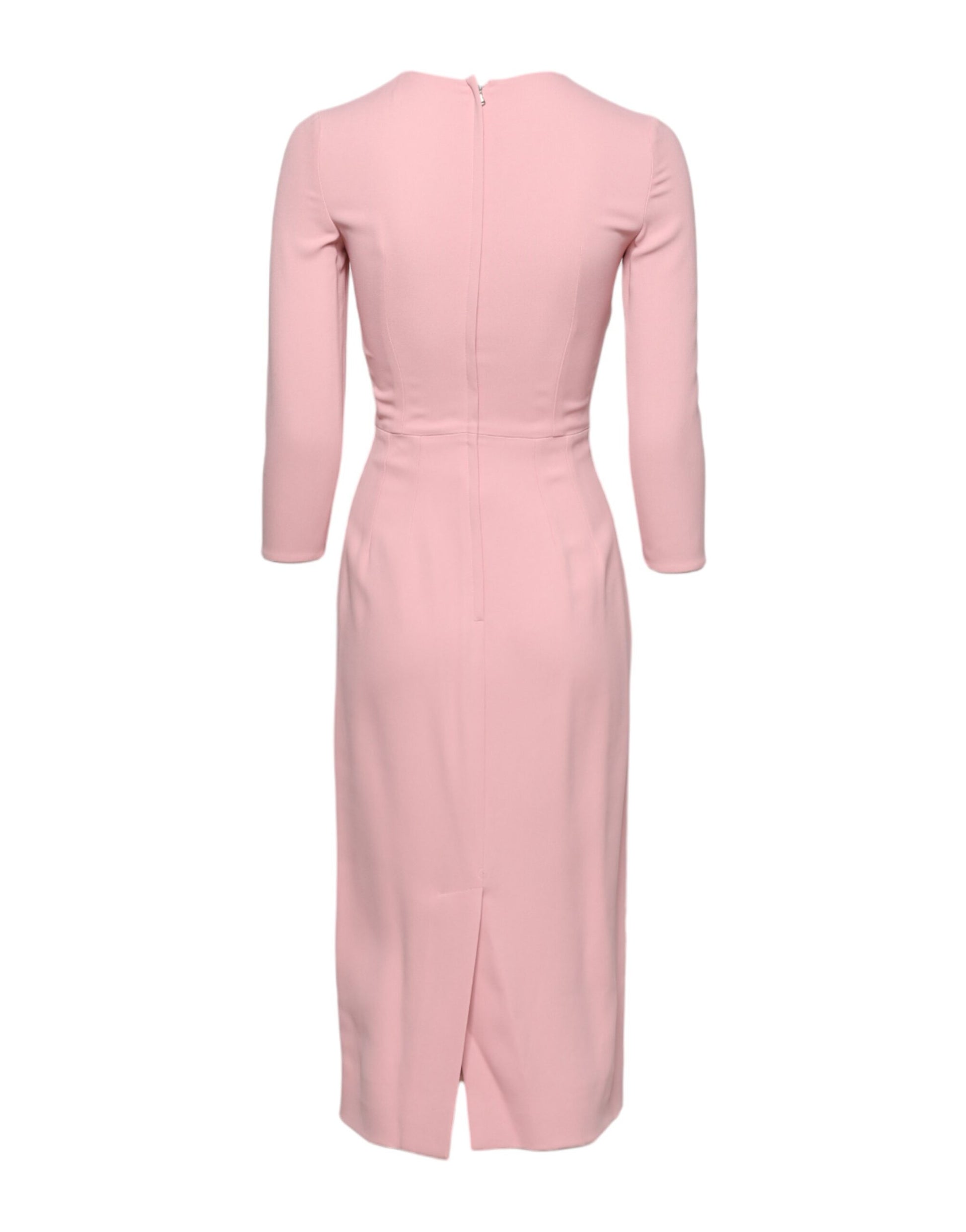 Pink Viscose 3/4 Sleeves Sheath Midi Dress-Dolce & Gabbana-LabelTerrace.com
