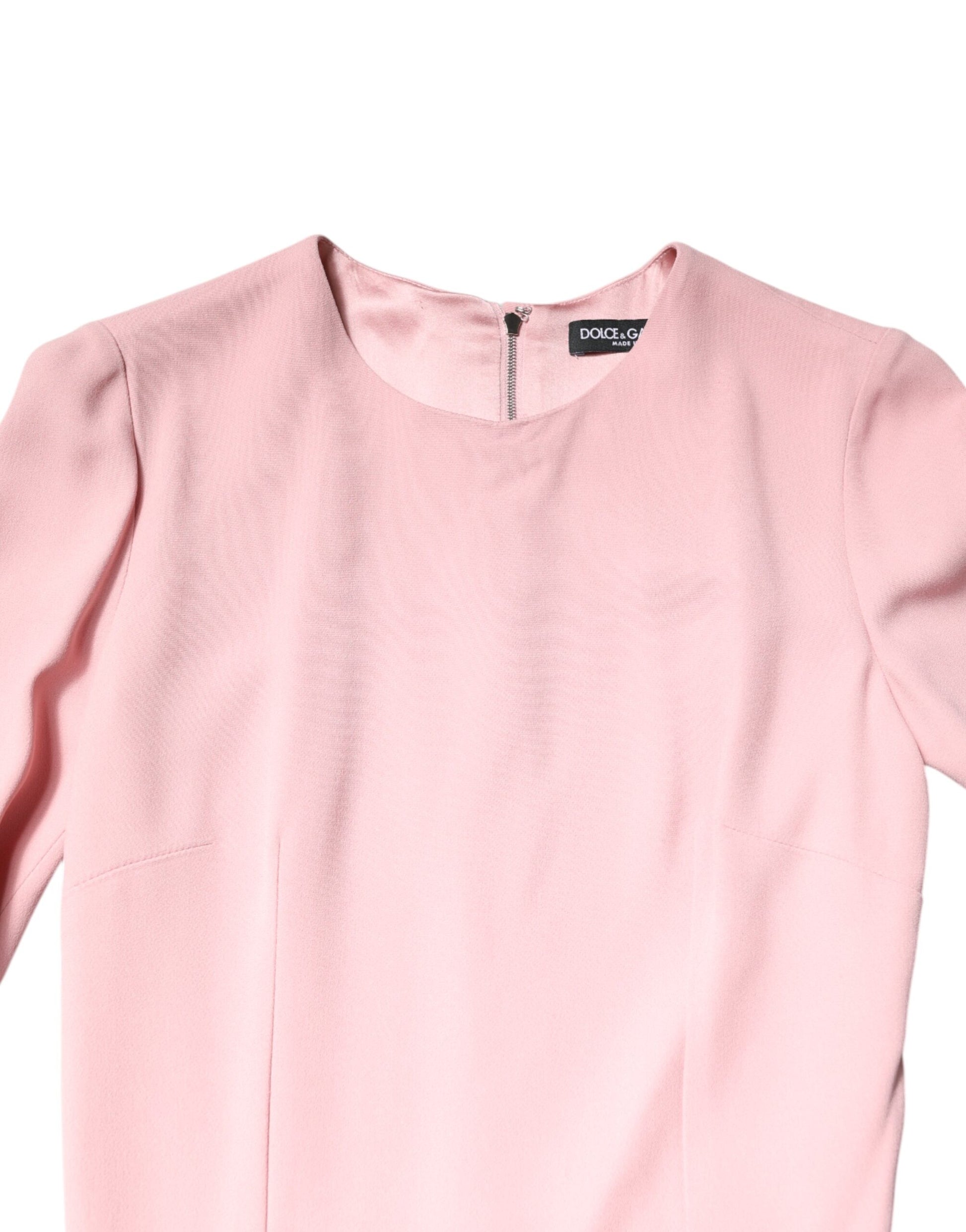 Pink Viscose 3/4 Sleeves Sheath Midi Dress-Dolce & Gabbana-LabelTerrace.com