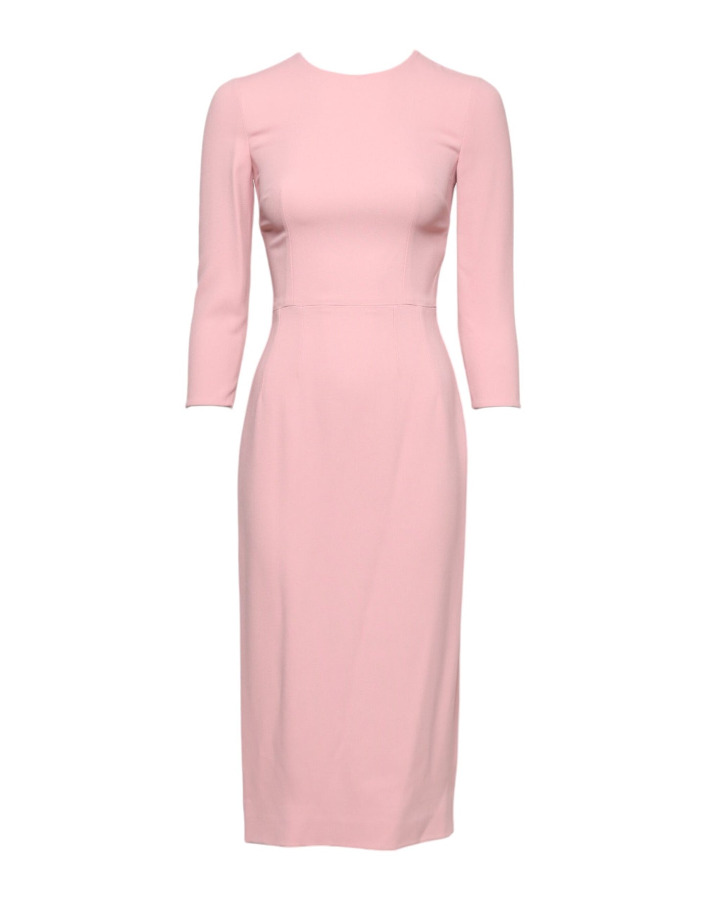 Pink Viscose 3/4 Sleeves Sheath Midi Dress-Dolce & Gabbana-LabelTerrace.com