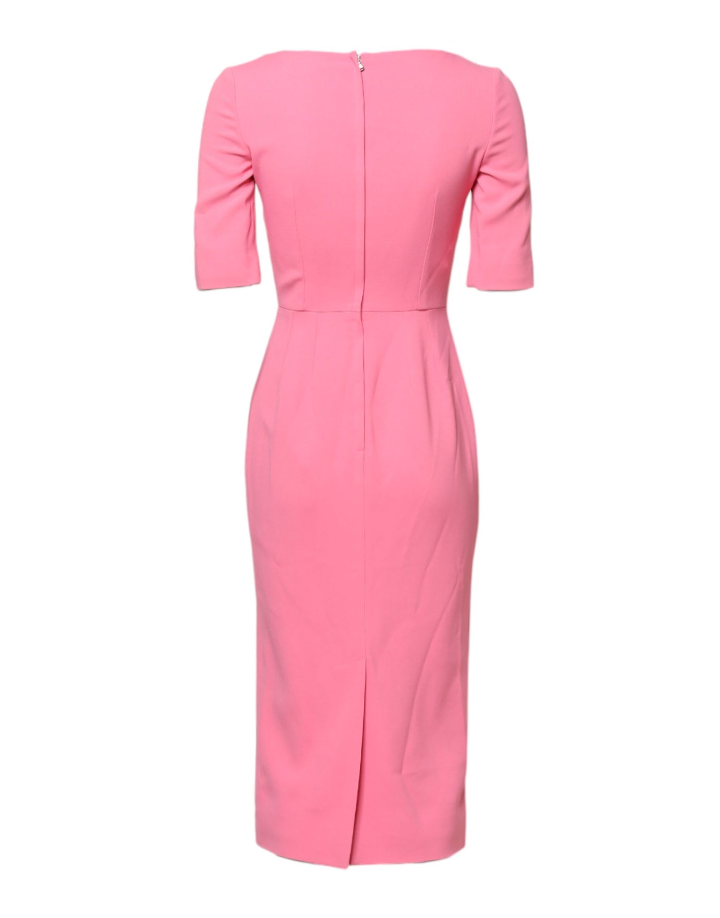Pink Viscose Short Sleeve Sheath Midi Dress-Dolce & Gabbana-LabelTerrace.com