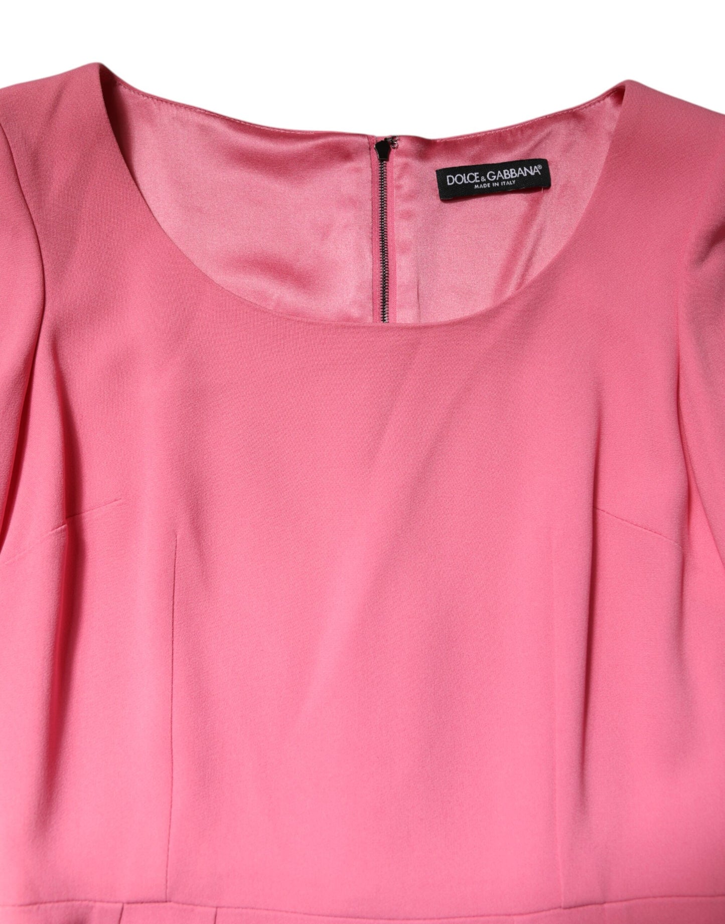 Pink Viscose Short Sleeve Sheath Midi Dress-Dolce & Gabbana-LabelTerrace.com