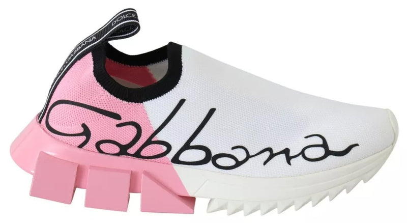 Pink White Logo Sorrento Sneakers Shoes-Dolce & Gabbana-LabelTerrace.com