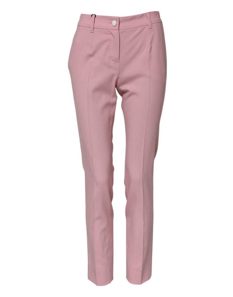 Pink Wool High Waist Tapered Pants-Dolce & Gabbana-LabelTerrace.com