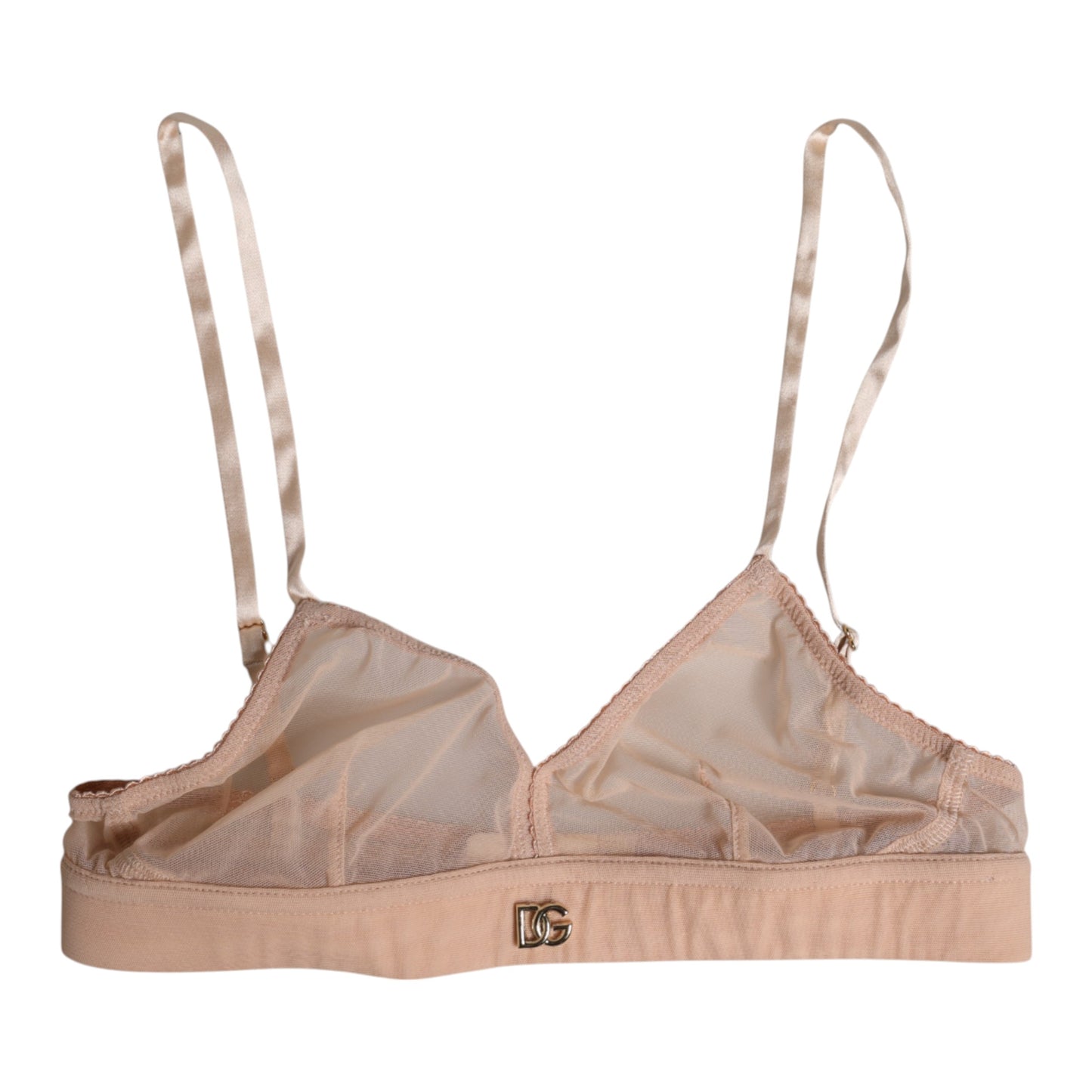 Powder Pink Nylon DG Logo Non Wire Bra Underwear-Dolce & Gabbana-LabelTerrace.com