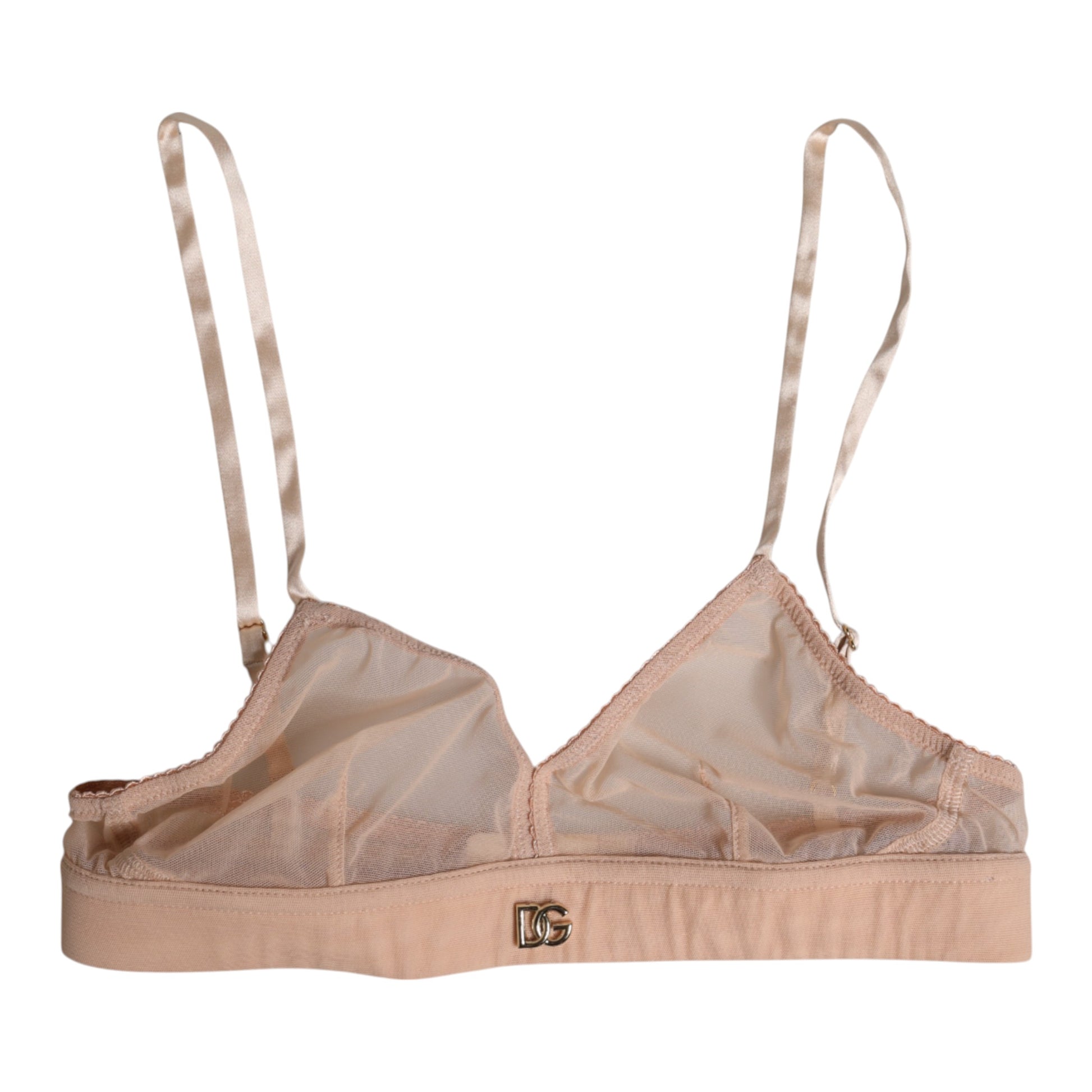 Powder Pink Nylon DG Logo Non Wire Bra Underwear-Dolce & Gabbana-LabelTerrace.com