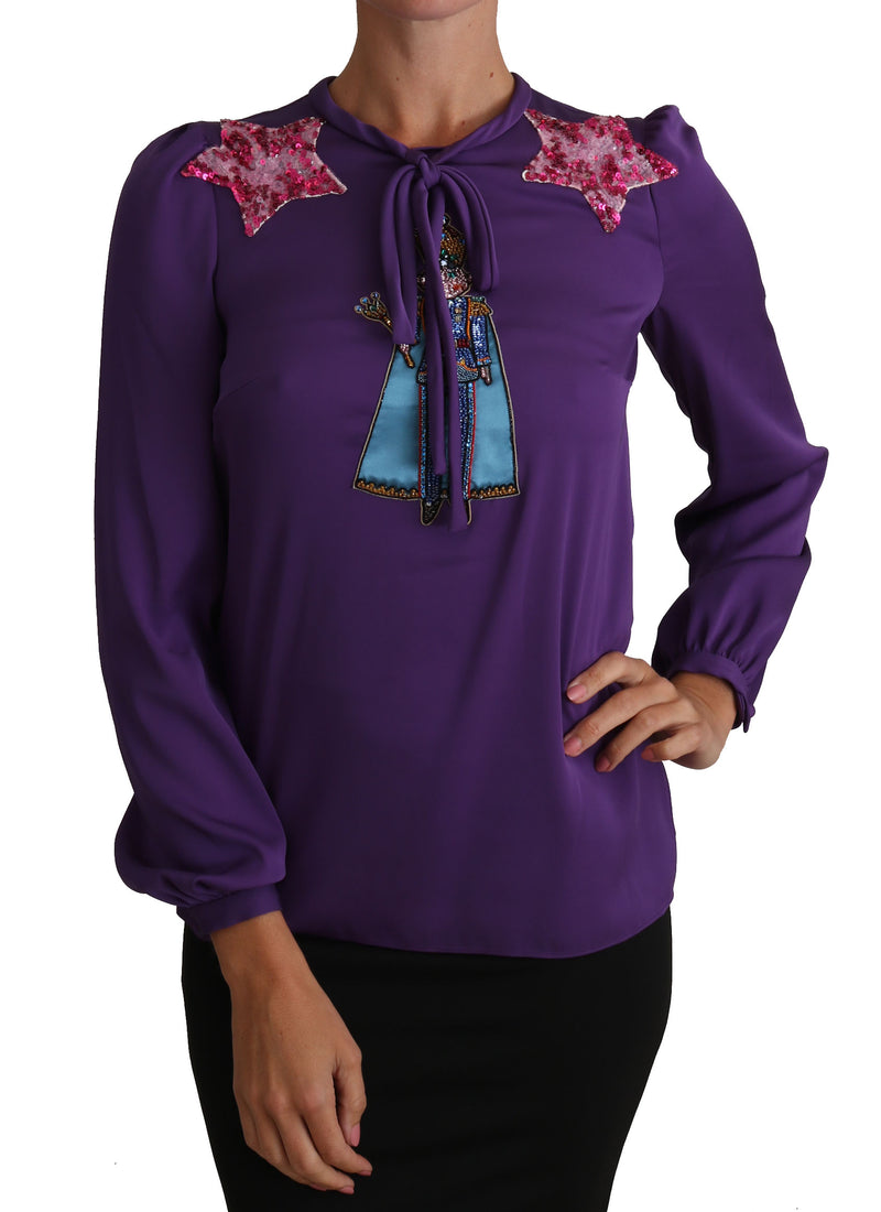 Purple Blouse Prince Fairy Tale Embellished Top-Dolce & Gabbana-LabelTerrace.com