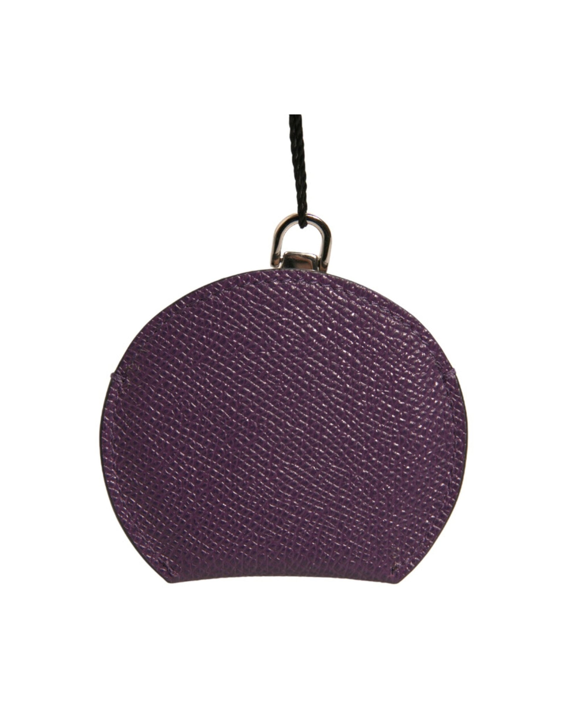 Purple Calfskin Leather Round Logo Hand Mirror Holder-Dolce & Gabbana-LabelTerrace.com