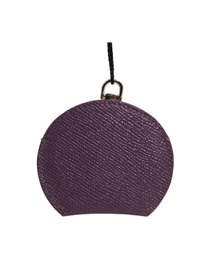 Purple Calfskin Leather Round Logo Hand Mirror Holder-Dolce & Gabbana-LabelTerrace.com