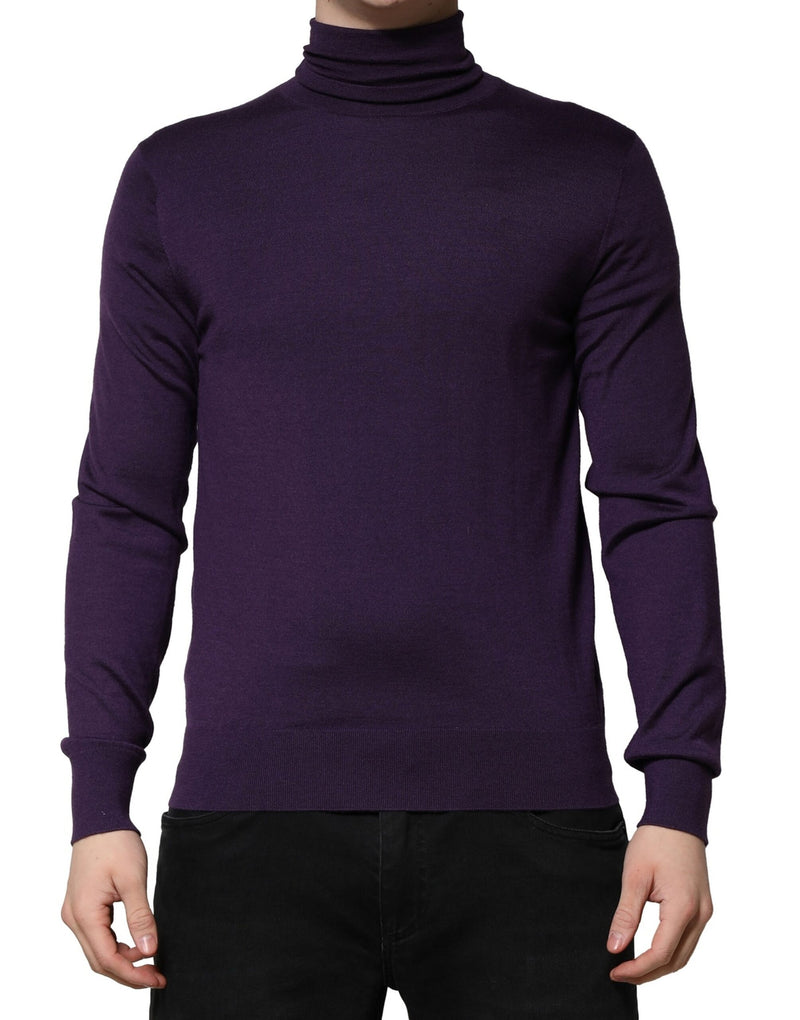 Purple Cashmere Turtleneck Pullover Sweater-Dolce & Gabbana-LabelTerrace.com