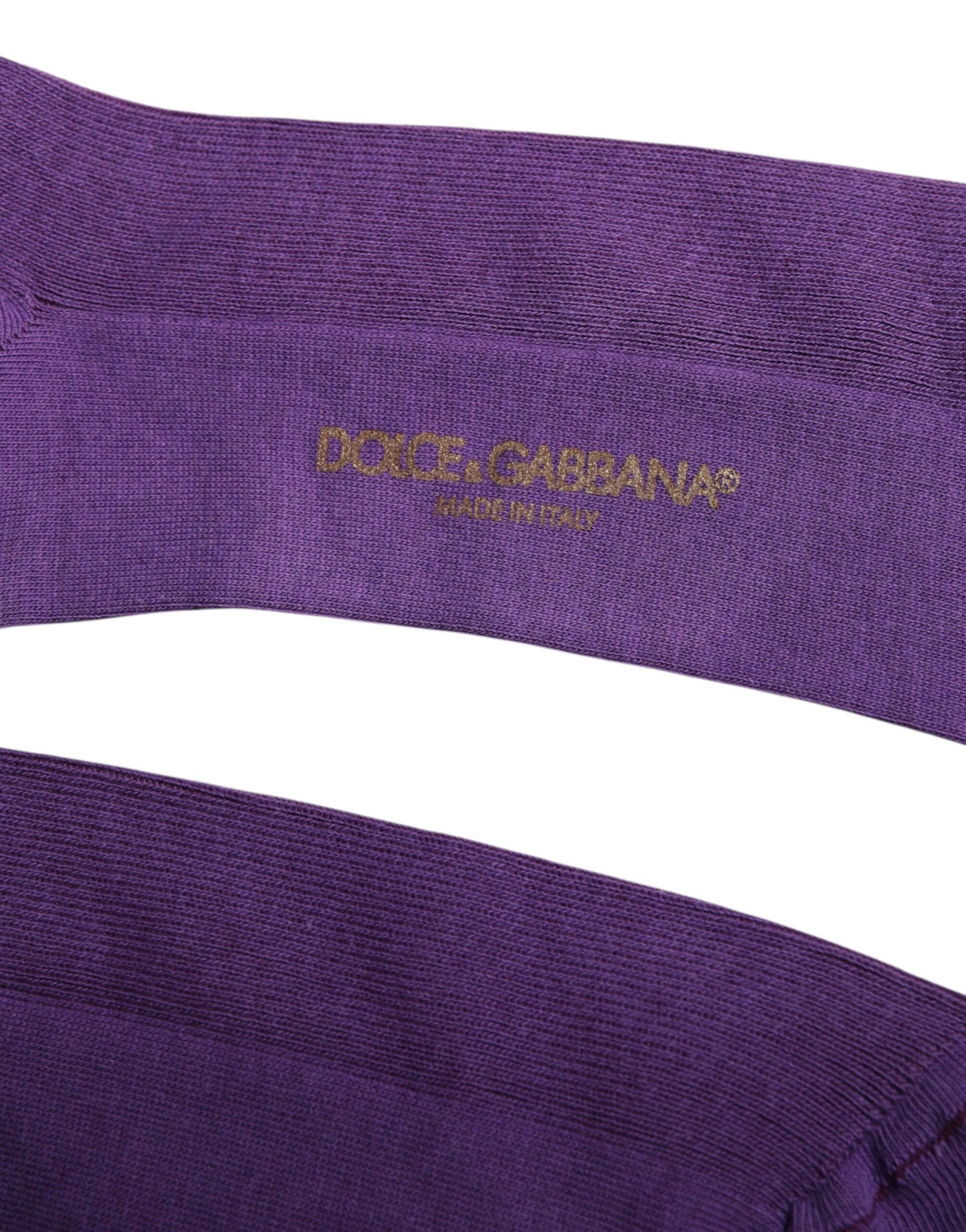 Purple Cotton Logo Over The Calf Socks-Dolce & Gabbana-LabelTerrace.com