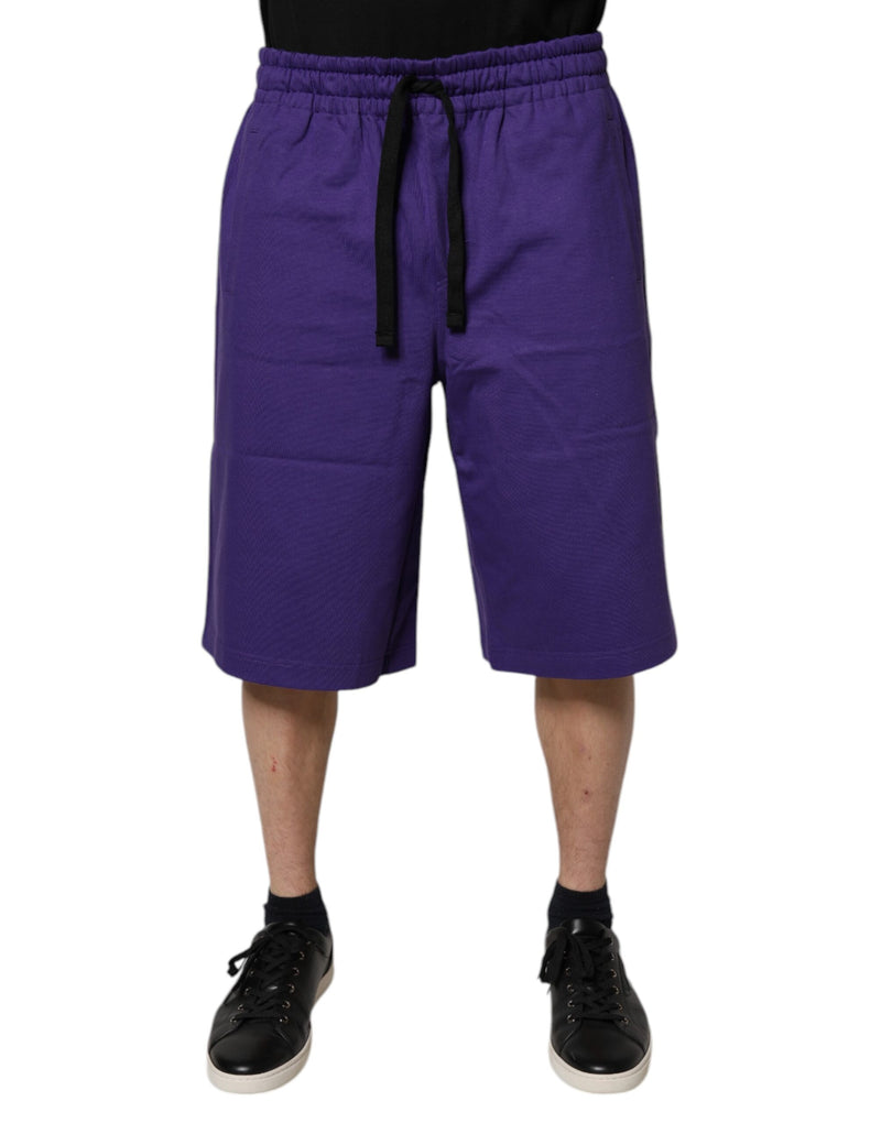 Purple Cotton Men Bermuda Sweatshorts Shorts-Dolce & Gabbana-LabelTerrace.com