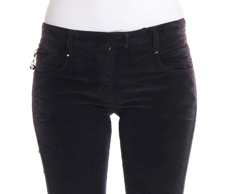 Purple Cropped Corduroys Jeans