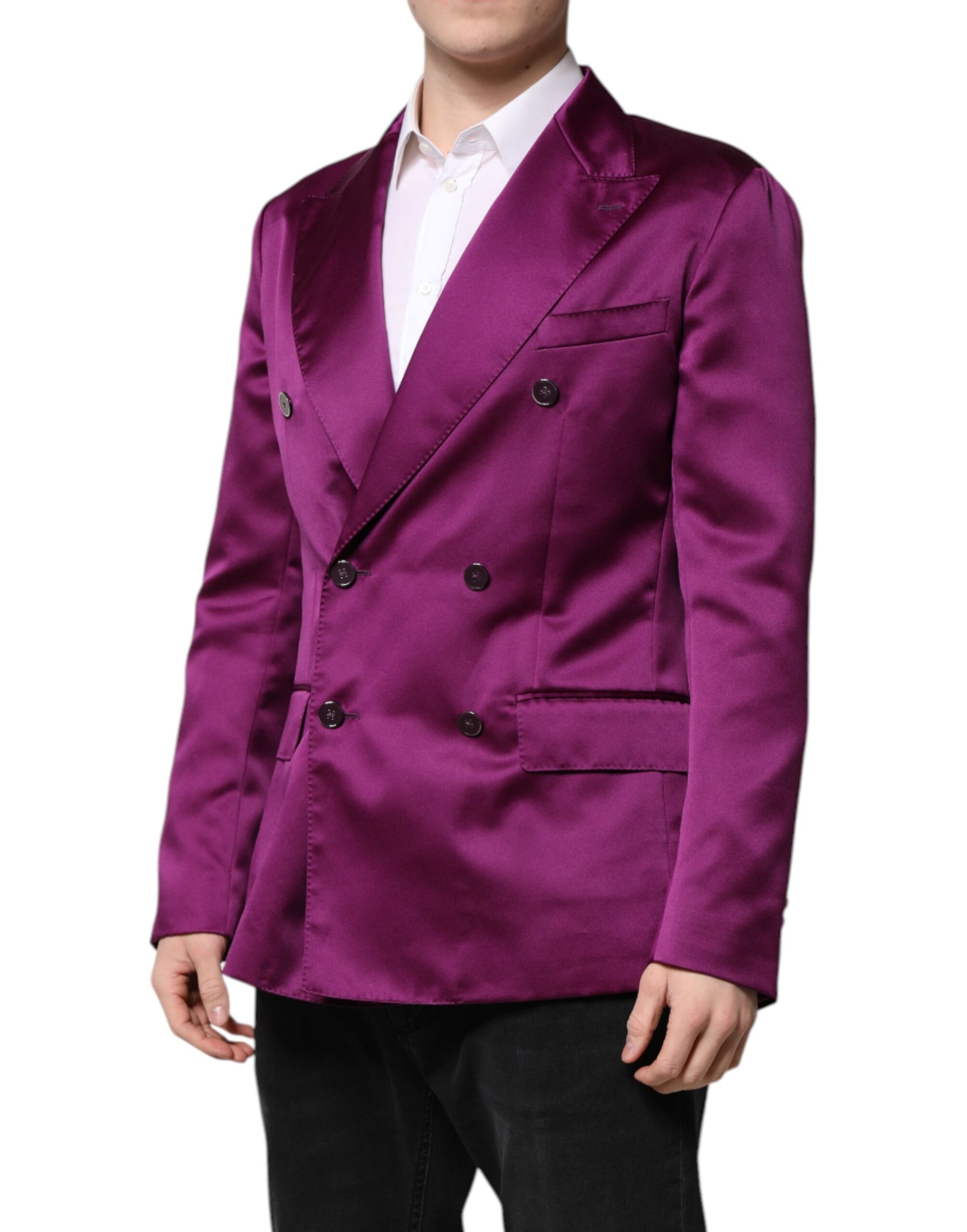 Purple Double Breasted Men Suit Coat Blazer-Dolce & Gabbana-LabelTerrace.com