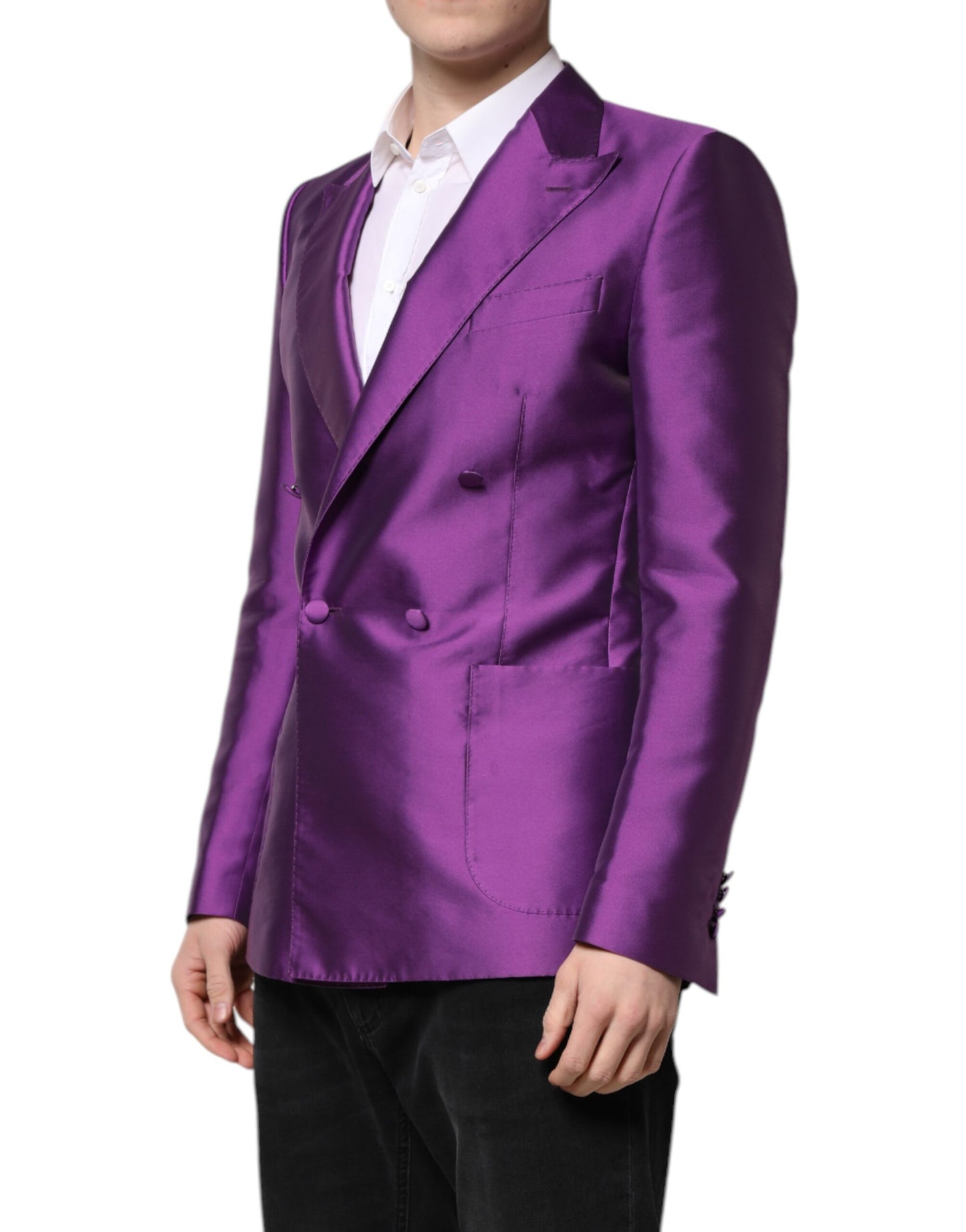 Purple Double Breasted Men Suit Coat Blazer-Dolce & Gabbana-LabelTerrace.com
