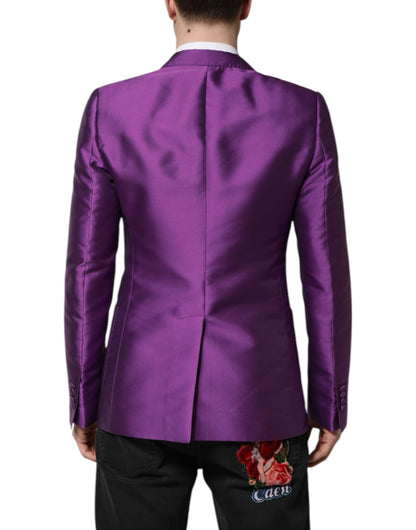 Purple Double Breasted Men Suit Coat Blazer-Dolce & Gabbana-LabelTerrace.com
