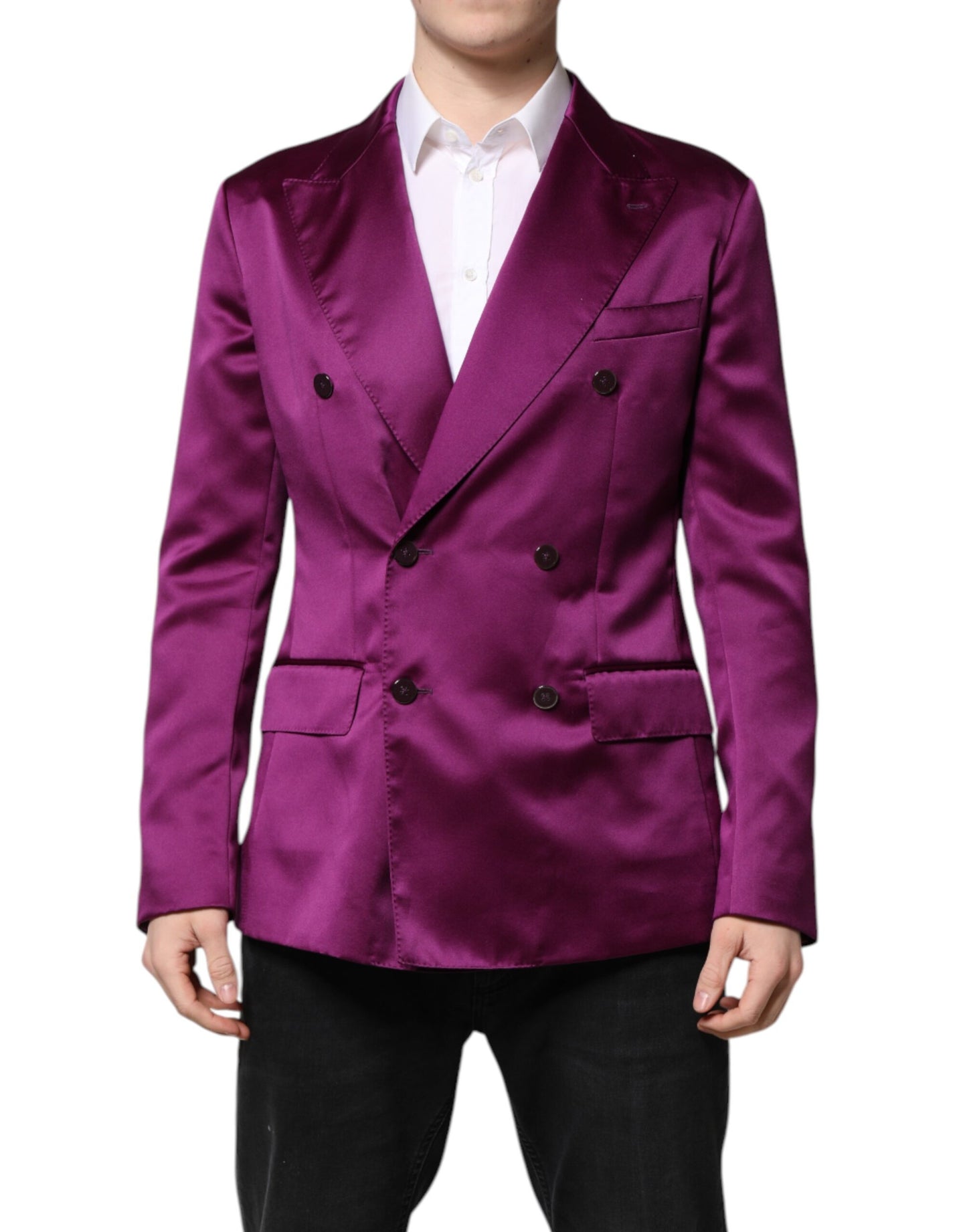 Purple Double Breasted Men Suit Coat Blazer-Dolce & Gabbana-LabelTerrace.com