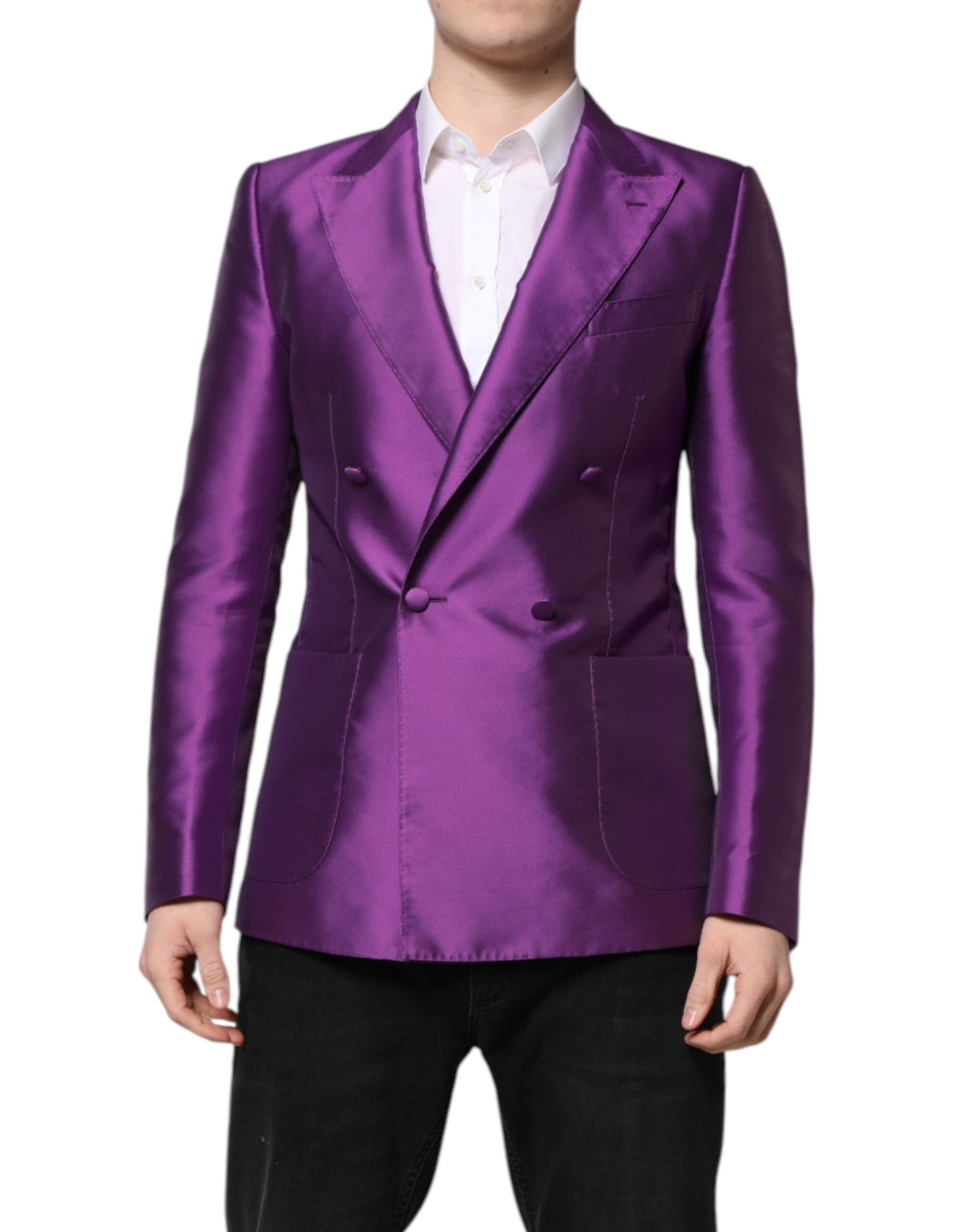 Purple Double Breasted Men Suit Coat Blazer-Dolce & Gabbana-LabelTerrace.com
