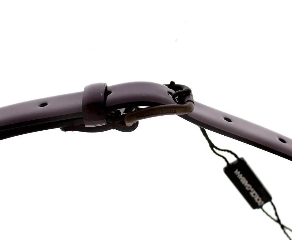 Purple Leather Logo Cintura Gürtel Belt-Dolce & Gabbana-LabelTerrace.com