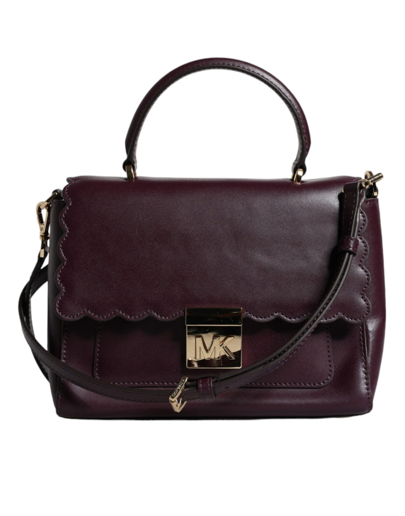 Purple Leather Logo Plaque Crossbody MINDY Satchel Bag-Michael Kors-LabelTerrace.com