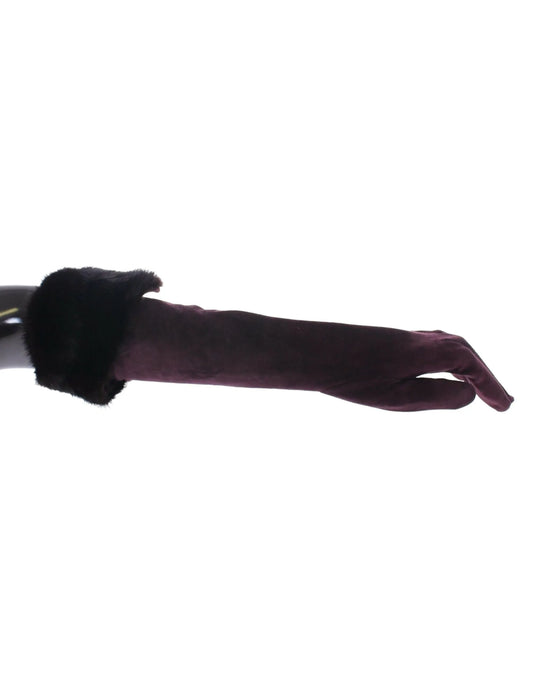 Purple Mink Fur Goatskin Suede Leather Gloves-Dolce & Gabbana-LabelTerrace.com