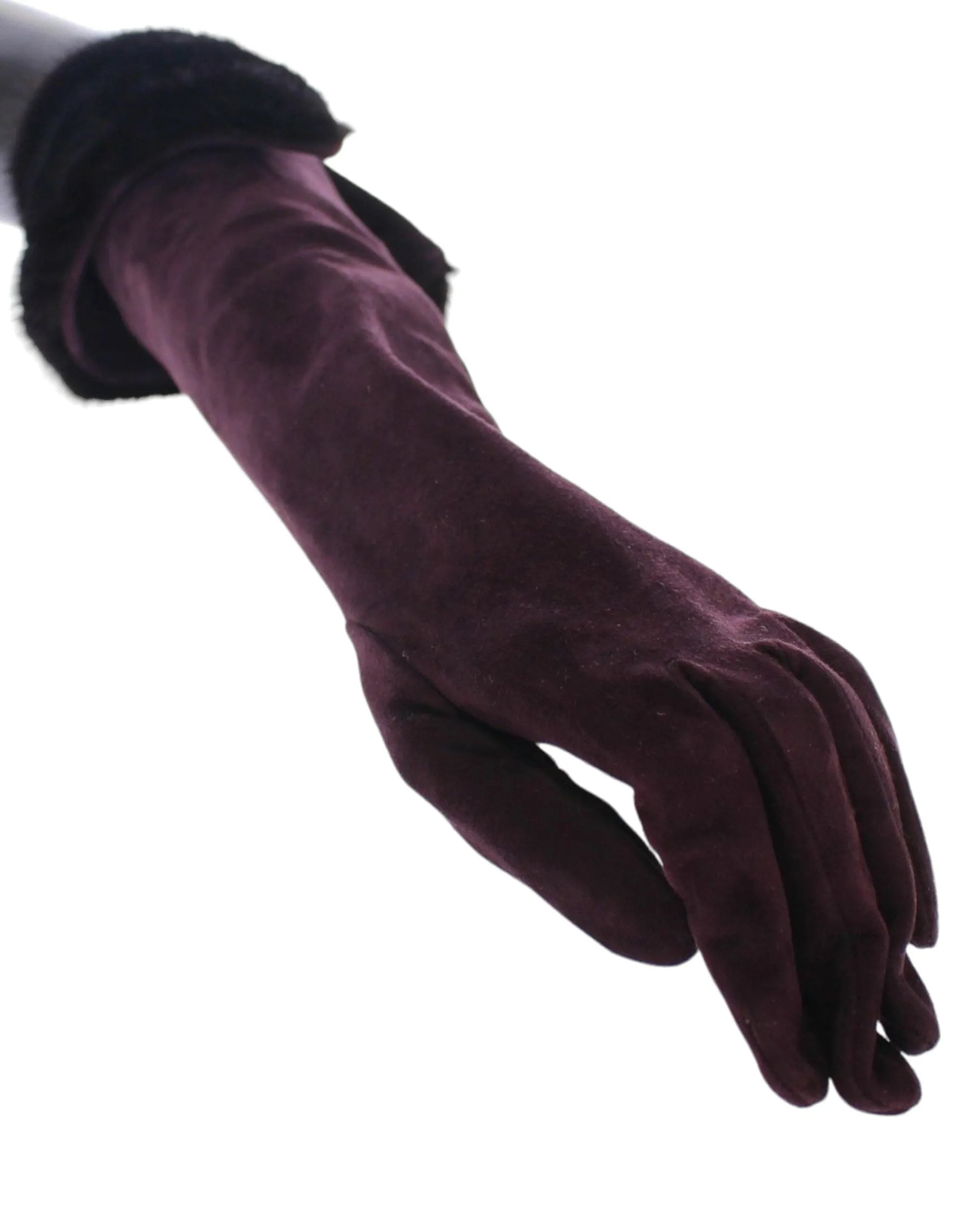 Purple Mink Fur Goatskin Suede Leather Gloves-Dolce & Gabbana-LabelTerrace.com