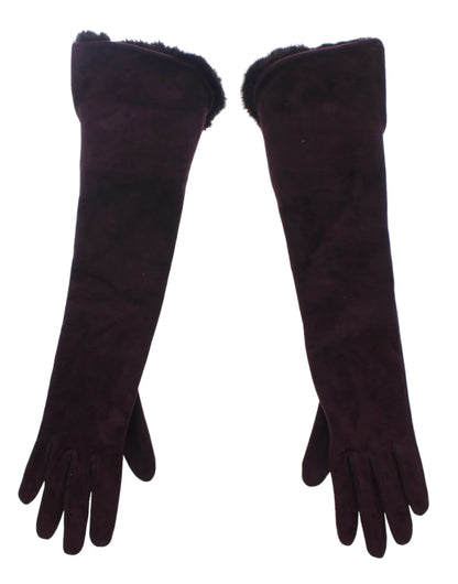 Purple Mink Fur Goatskin Suede Leather Gloves-Dolce & Gabbana-LabelTerrace.com