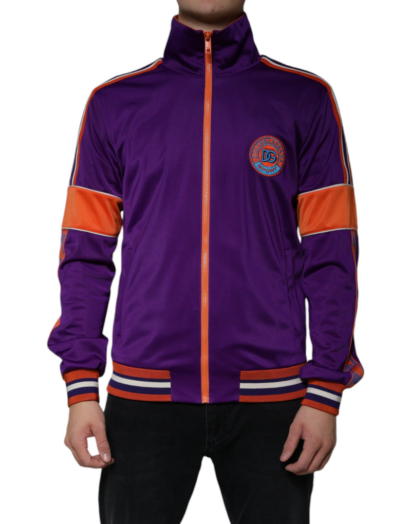 Purple Polyester Full Zip Long Sleeve Sweater-Dolce & Gabbana-LabelTerrace.com