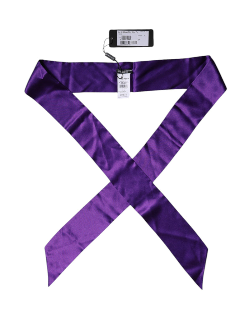 Purple Satin Silk Skinny Neck Foulard Scarf-Dolce & Gabbana-LabelTerrace.com