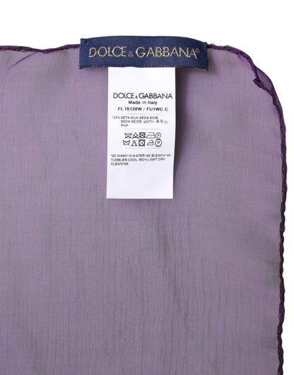 Purple Silk Rectangle Wrap Shawl Scarf-Dolce & Gabbana-LabelTerrace.com