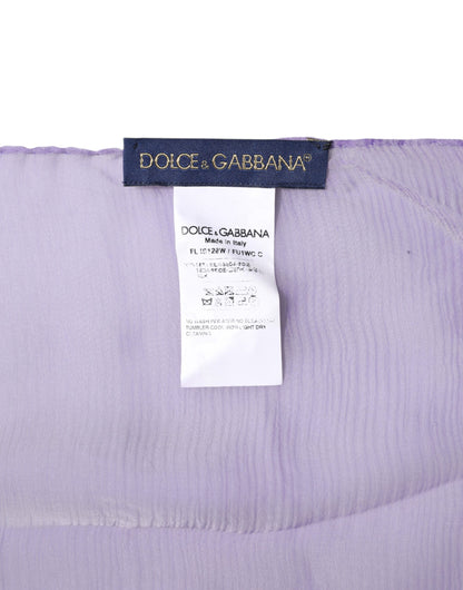 Purple Silk Rectangle Wrap Shawl Scarf-Dolce & Gabbana-LabelTerrace.com