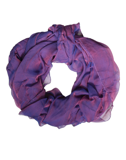 Purple Silk Rectangle Wrap Shawl Scarf-Dolce & Gabbana-LabelTerrace.com