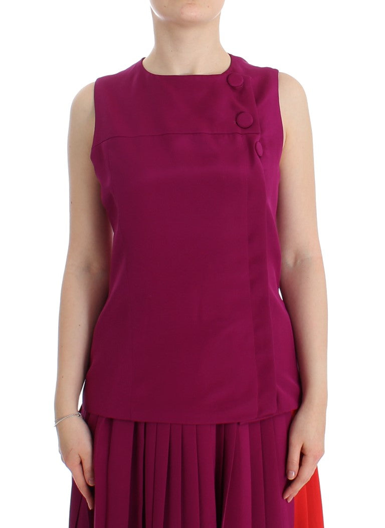 Purple Silk Sleeveless Blouse Top-Barbara Casasola-LabelTerrace.com