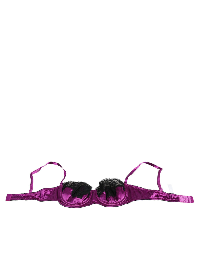 Purple Silk Underwired Balconette Bra Underwear-Dolce & Gabbana-LabelTerrace.com