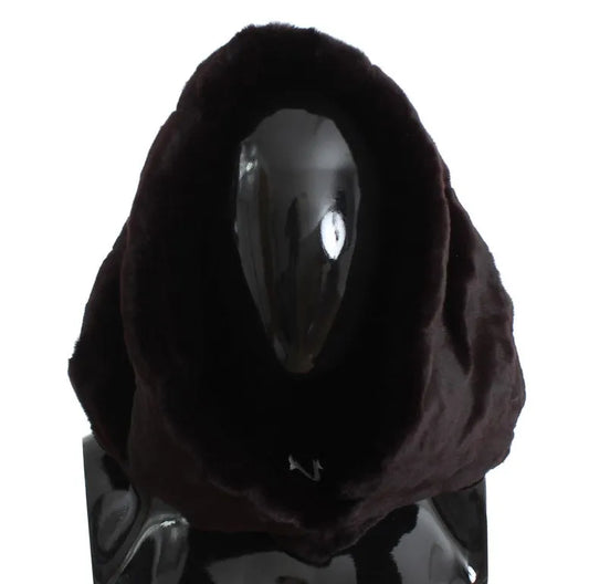 Purple Weasel Fur Crochet Hood Scarf Hat-Dolce & Gabbana-LabelTerrace.com