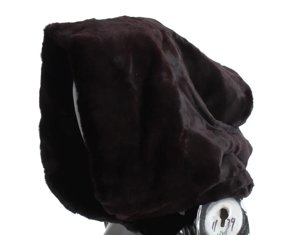Purple Weasel Fur Crochet Hood Scarf Hat-Dolce & Gabbana-LabelTerrace.com
