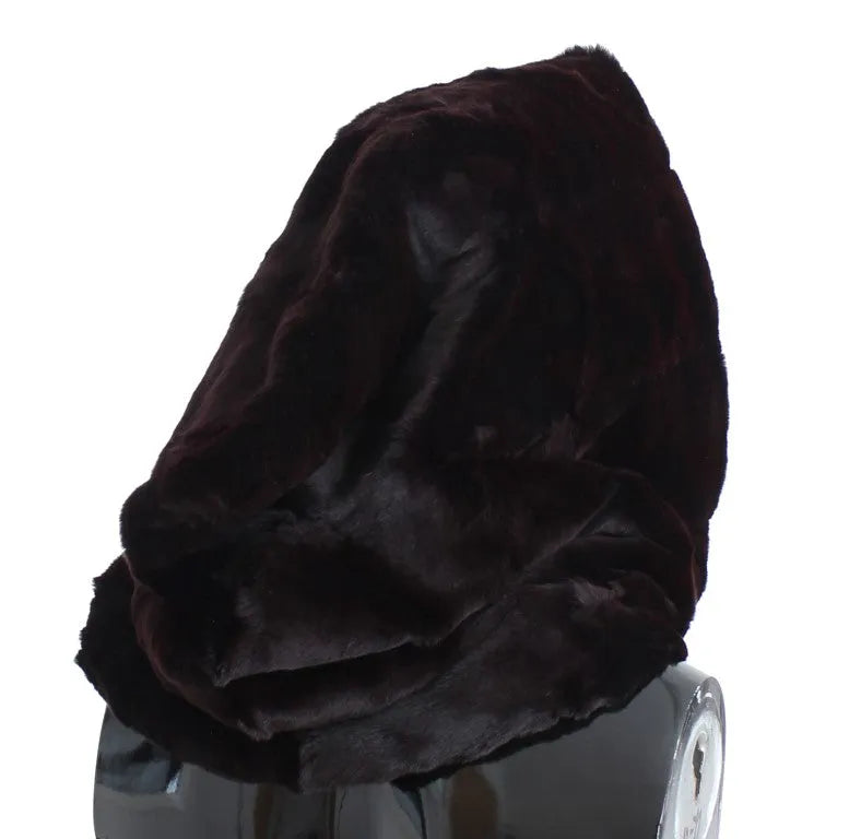 Purple Weasel Fur Crochet Hood Scarf Hat-Dolce & Gabbana-LabelTerrace.com