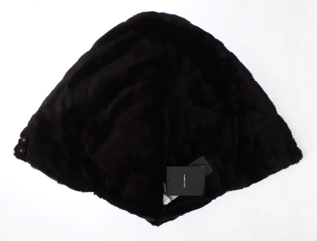 Purple Weasel Fur Crochet Hood Scarf Hat-Dolce & Gabbana-LabelTerrace.com