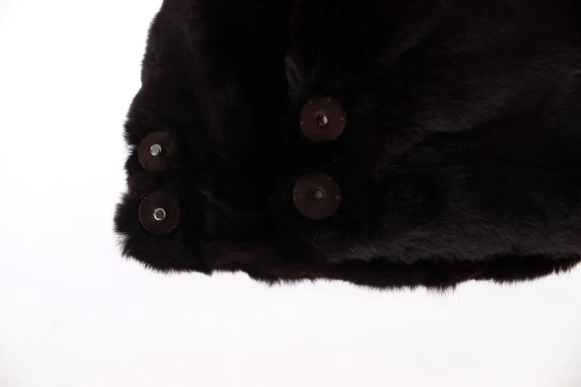 Purple Weasel Fur Crochet Hood Scarf Hat-Dolce & Gabbana-LabelTerrace.com