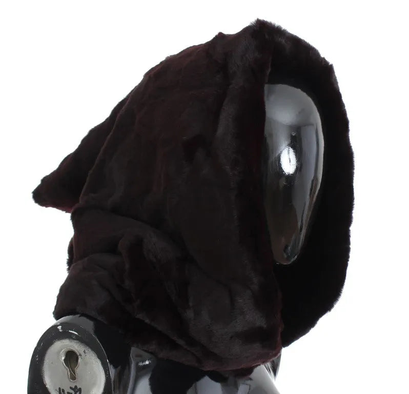 Purple Weasel Fur Crochet Hood Scarf Hat-Dolce & Gabbana-LabelTerrace.com